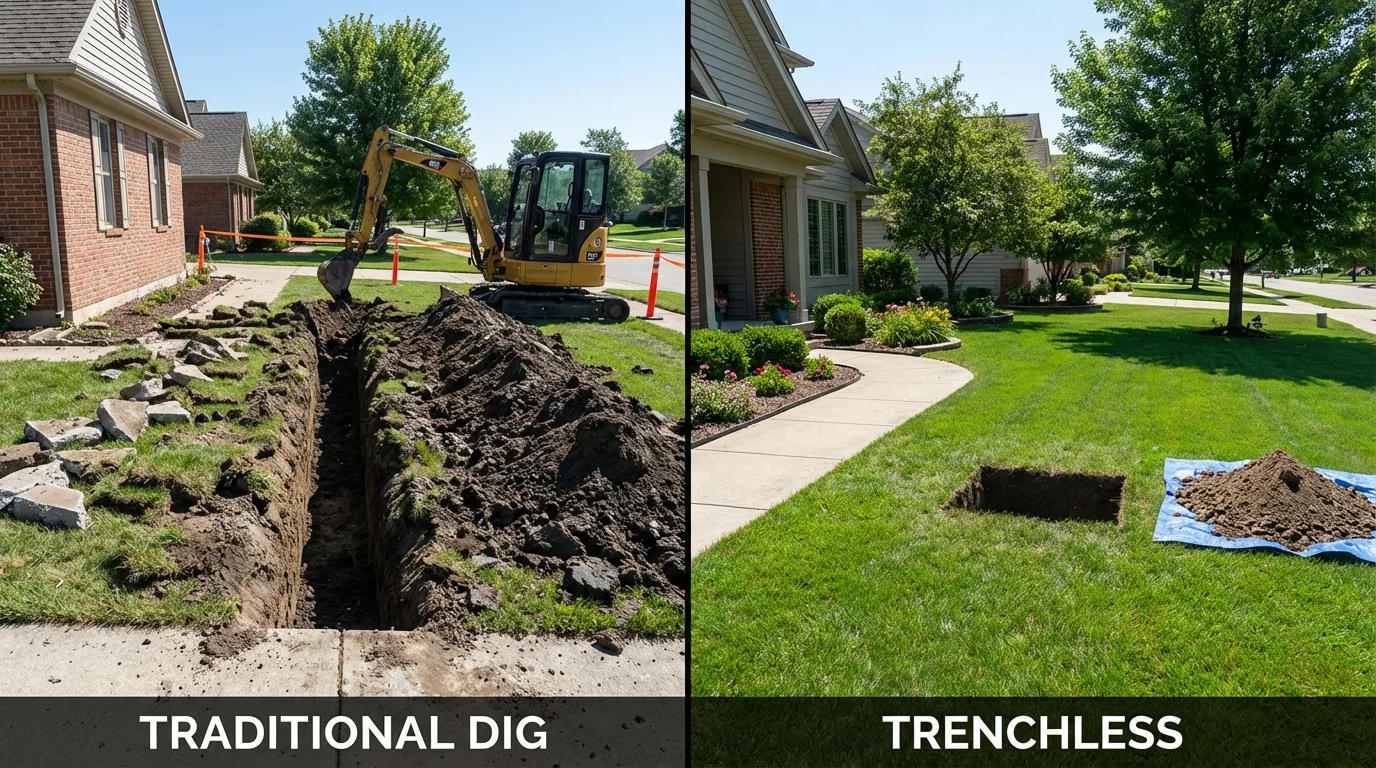 Trenchless sewer repair with minimal yard damage versus traditional excavation in Libby, MT